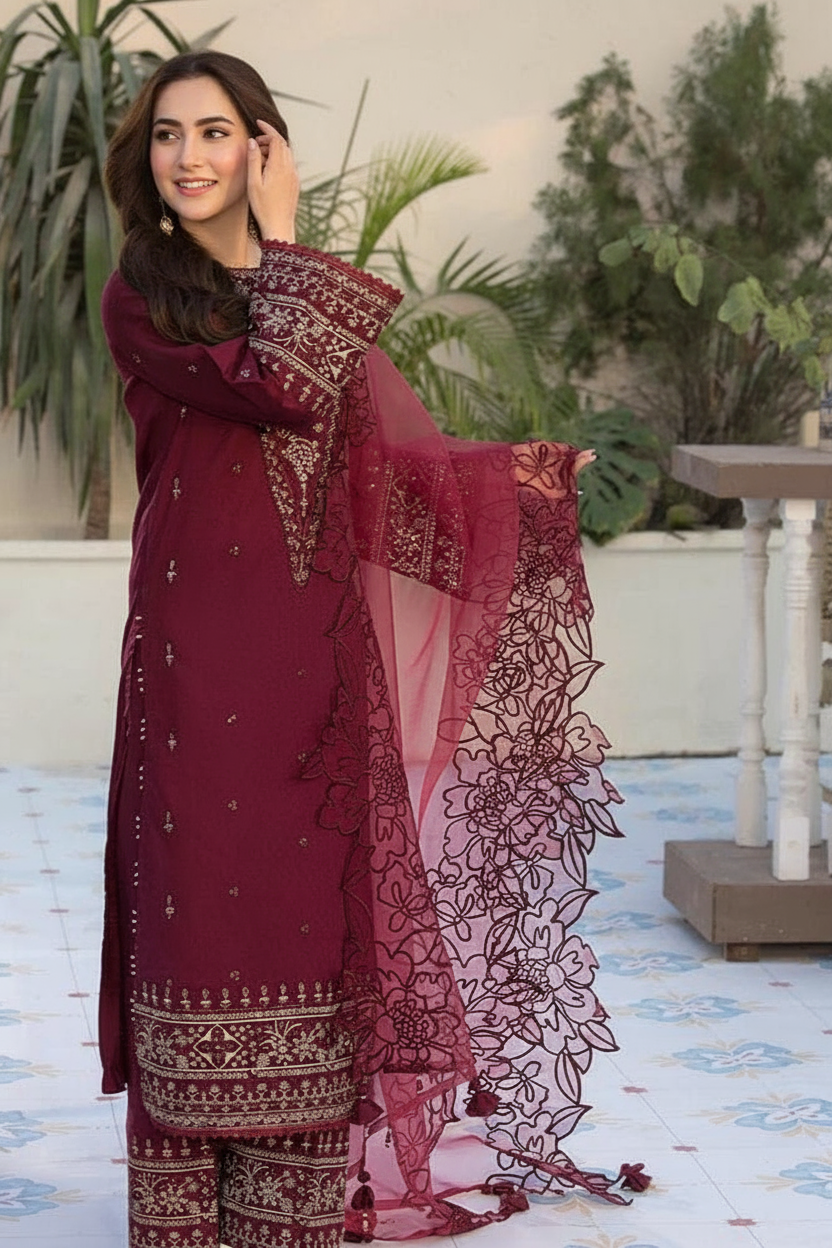 ZAREEN 3PC - EMBROIDERED DRESS - Image 5