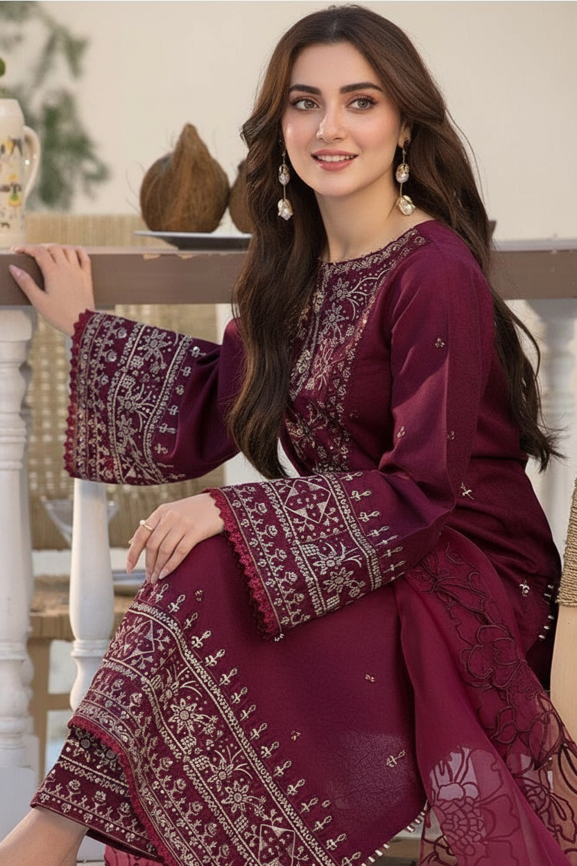 ZAREEN 3PC - EMBROIDERED DRESS - Image 6
