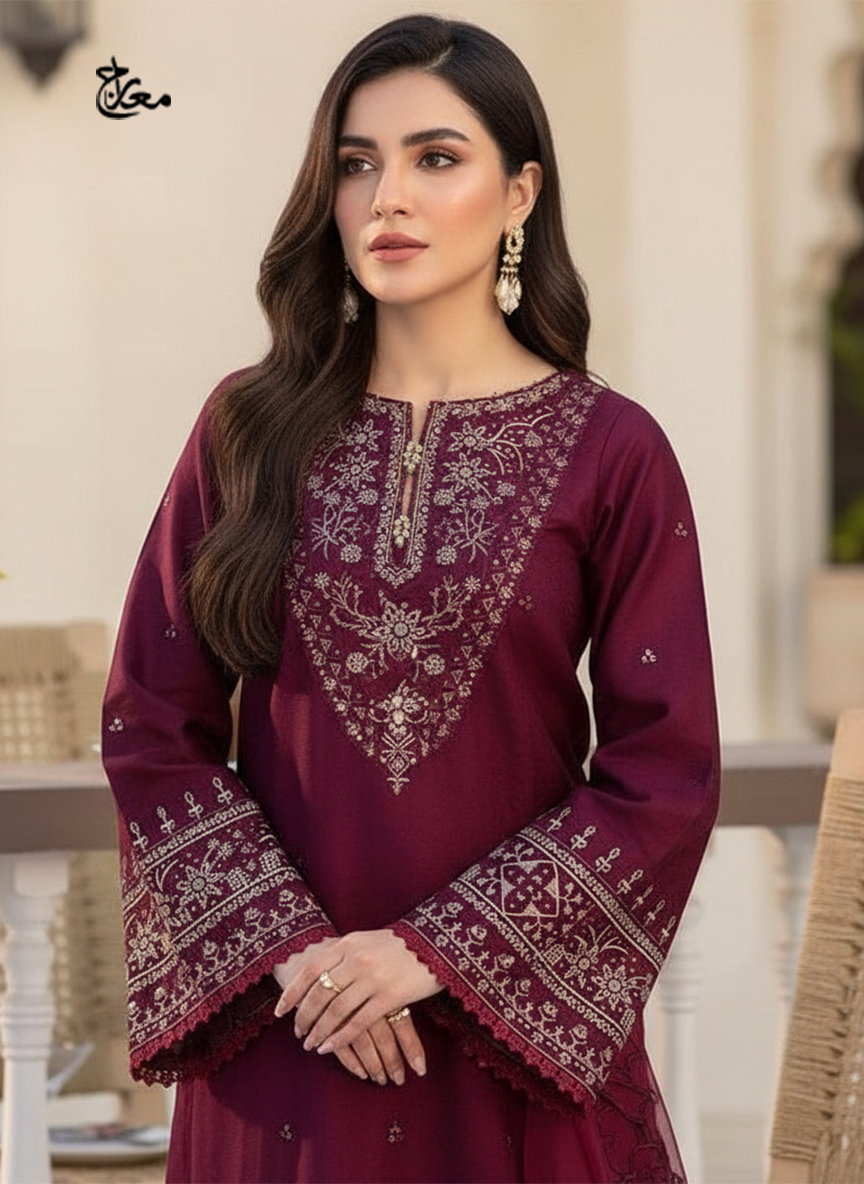 ZAREEN 3PC - EMBROIDERED DRESS